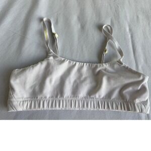 Yellowberry White Sports Bra Bralette Yellow Accents Girls Size MD Activewear